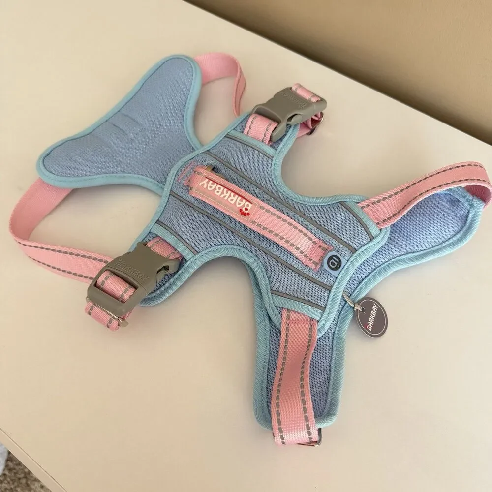 NEW Barkbay No Pull Reflective Dog Harness Vest Large Pink Blue Pet ID Pocket